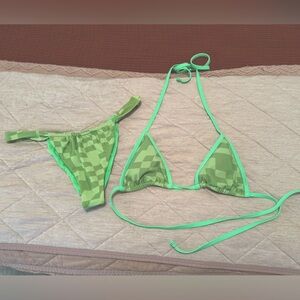 Blackbough Checkered Bikini Triangle Top and very cheeky bottoms